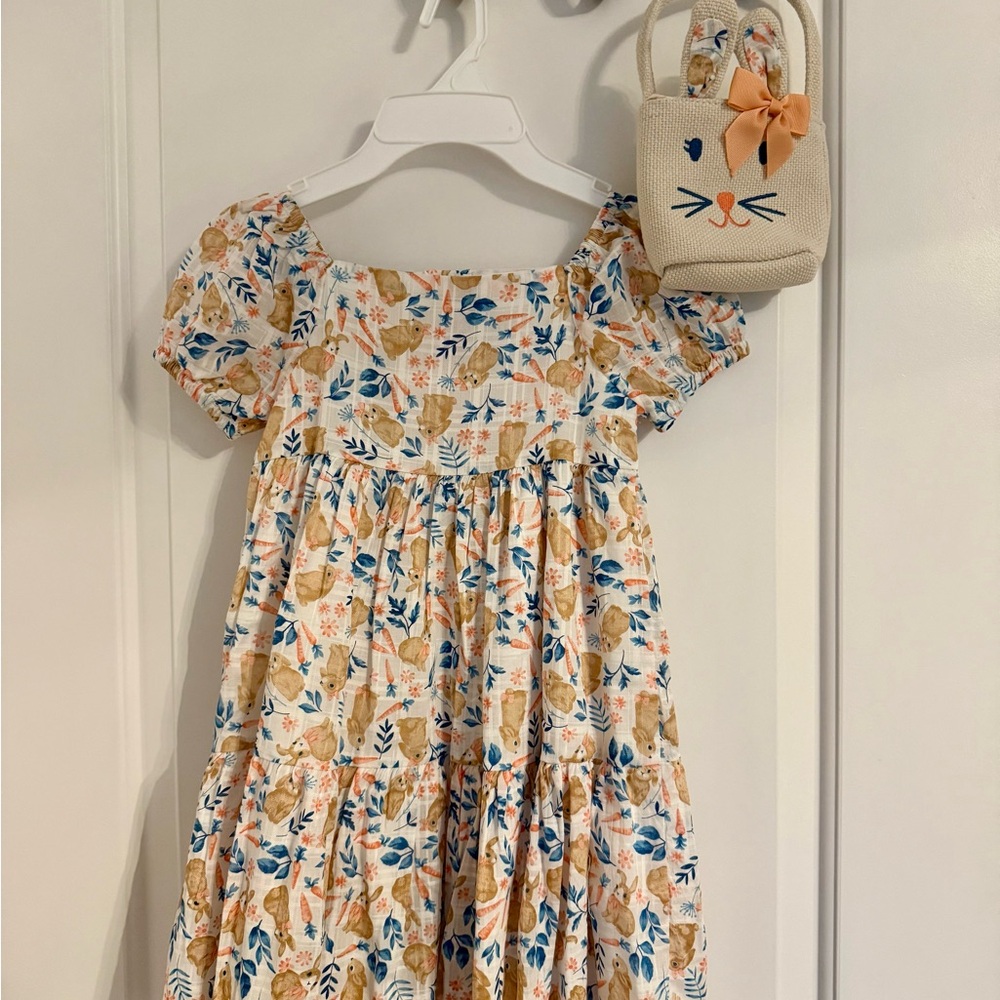 Cynthia Rowley Easter / Bunny and Floral Print Kids Dress & Matching Purse, NWOT